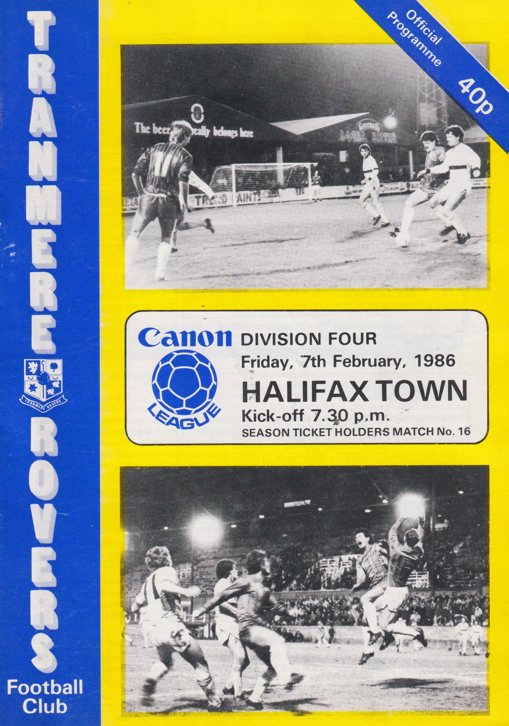 Tranmere Rovers v Halifax Town match programme